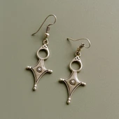 Geometrik Şekilli Kadın Küpe Çift Adet Gümüş Kaplama El Yapımı Küpe thumbnail 2