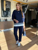 Kadın Uzun Kollu Bisiklet Yaka Ribana Detay Sweat Ve Pantolon Ikili Takım thumbnail 2