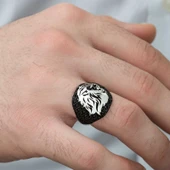 Gümüş Aslan Kafası Figürlü Erkek Yüzük - 4