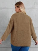 Kadın Beş Düğme Büyük Beden Triko Hırka - 5