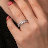 Gümüş Oval Taşlı Tamtur Kadın Yüzük thumbnail 2