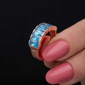 Gümüş Rose Baget  Aquamarine Taşlı Kadın Yüzük thumbnail 1