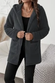 Kadın Uzun Kollu Kapşonlu önden Fermuarlı Cepli Welsoft Ceket - 2