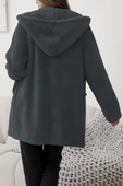 Kadın Uzun Kollu Kapşonlu önden Fermuarlı Cepli Welsoft Ceket - 4