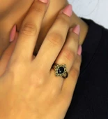 Doğal Taş Oniks Doğal Taşlı Antik Model Kadın Ayarlanabillir Yüzük euy71o thumbnail 1