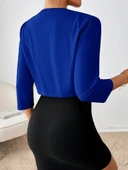 Kadın Truvakar Kol önü Açık Kısa Ithal Krep Ceket thumbnail 4