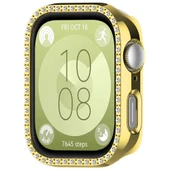 Huawei Watch Fit 3 İle Uyumlu Zarif Kristal Taşlı Kasa Koruyucu Kılıf  Gold thumbnail 4