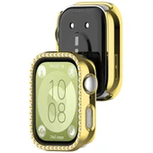 Huawei Watch Fit 3 İle Uyumlu Zarif Kristal Taşlı Kasa Koruyucu Kılıf  Gold thumbnail 2