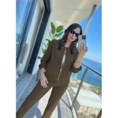 Lucky Life Kadın Uzun Kollu önden Fermuarlı Modal Ceket Ve Pantolon Ikili Takım thumbnail 2