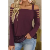 Lucky Life Kadın Uzun Lazer Kesik Detaylı Askılı Viskon Iki Iplik Bluz - 2