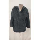 Lucky Life Kadın Uzun Kollu Kapşonlu önden Fermuarlı Cepli Welsoft Ceket - 5