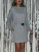 Lucky Life Kadın Uzun Kollu Bisiklet Yaka Kuşaklı Iki Iplik Elbise thumbnail 5