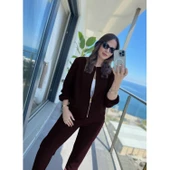 Lucky Life Kadın Uzun Kollu önden Fermuarlı Modal Ceket Ve Pantolon Ikili Takım thumbnail 2