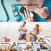 HyMark LCD Katlanır 10x8cm Dijital Masa Saati Çalar Saat Takvim Sıcaklık Led Pilli Seyahat Ofis Ev thumbnail 7