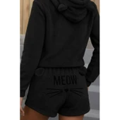 Lucky Life Kadın Uzun Kollu Kapşonlu Peluş Bluz Ve Kısa Short Ikili Takım - 1