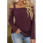 Lucky Life Kadın Uzun Lazer Kesik Detaylı Askılı Viskon Iki Iplik Bluz - 4