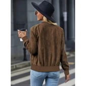 Lucky Life Kadın Uzun Kollu önden Fermuarlı Süet Ceket - 1