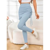 Lucky Life Kadın Yüksek Bel Yandan Büzgülü Alttan Uzun Kaşkorse Tayt Etek - 2