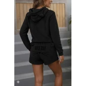 Lucky Life Kadın Uzun Kollu Kapşonlu Peluş Bluz Ve Kısa Short Ikili Takım - 4