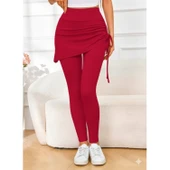 Lucky Life Kadın Yüksek Bel Yandan Büzgülü Alttan Uzun Kaşkorse Tayt Etek - 3