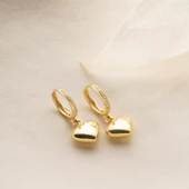 925 Ayar Gümüş Bombeli Sallantılı Kalp Küpe thumbnail 2