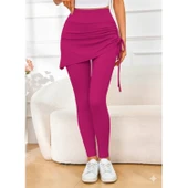 Lucky Life Kadın Yüksek Bel Yandan Büzgülü Alttan Uzun Kaşkorse Tayt Etek - 3