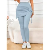 Lucky Life Kadın Yüksek Bel Yandan Büzgülü Alttan Uzun Kaşkorse Tayt Etek - 3