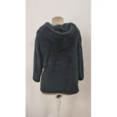 Lucky Life Kadın Uzun Kollu Kapşonlu önden Fermuarlı Cepli Welsoft Ceket - 6