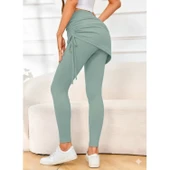 Lucky Life Kadın Yüksek Bel Yandan Büzgülü Alttan Uzun Kaşkorse Tayt Etek - 1