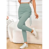 Lucky Life Kadın Yüksek Bel Yandan Büzgülü Alttan Uzun Kaşkorse Tayt Etek - 2