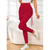 Lucky Life Kadın Yüksek Bel Yandan Büzgülü Alttan Uzun Kaşkorse Tayt Etek - 2