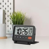 HyMark LCD Katlanır 10x8cm Dijital Masa Saati Çalar Saat Takvim Sıcaklık Led Pilli Seyahat Ofis Ev thumbnail 1