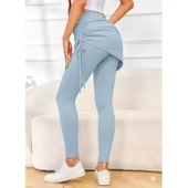 Lucky Life Kadın Yüksek Bel Yandan Büzgülü Alttan Uzun Kaşkorse Tayt Etek - 1