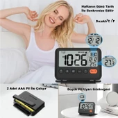 HyMark LCD Katlanır 10x8cm Dijital Masa Saati Çalar Saat Takvim Sıcaklık Led Pilli Seyahat Ofis Ev thumbnail 4