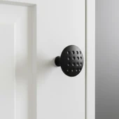 Noktalı Düğme Çekmece Dolap Kapak Kulpu Kulbu Mat Siyah Metal Daire Kulp thumbnail 1