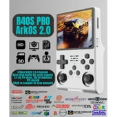 Ozmik R40S Pro Taşınabilir Retro Oyun Konsolu  30.000 Oyun  ArkOs 2.0-256GB Minecraft,Half life,GTA Beyaz - 1