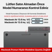 Apple Macbook Air 13.6inç M2/M3 A2681 A3113 Kılıf Nubuk Üçgen Standlı Havalandırmalı Kapak 2022/2024 - 5