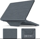 Apple Macbook Air 13.6inç M2/M3 A2681 A3113 Kılıf Nubuk Üçgen Standlı Havalandırmalı Kapak 2022/2024 - 1