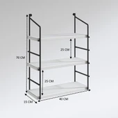 Kenzlife mutfak banyo duvar rafı junzi mat gri suntalam 070(Y)*40(G)*15(D)3 KATLI thumbnail 3