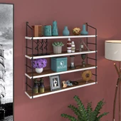 Kenzlife mutfak banyo duvar rafı junzi mat ceviz suntalam 100(Y)*80(G)*15(D)4 KATLI thumbnail 1