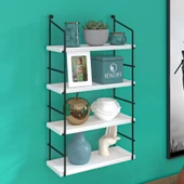 Kenzlife mutfak banyo duvar rafı junzi mat beyaz suntalam 100(Y)*40(G)*15(D)4 KATLI thumbnail 1