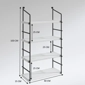 Kenzlife mutfak banyo duvar rafı junzi mat beyaz suntalam 100(Y)*40(G)*15(D)4 KATLI thumbnail 3