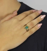 Doğal Taş Yeşil Akik Doğal Taşlı Antik Model Kadın Ayarlanabillir Yüzük euy71ya thumbnail 1