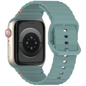 Apple Watch 44/45/46/49mm Kordon Dekoratif Örgü Çizgili Spor Silikon Kayış 2/3/4/5/6/se/7/8/9/10/11/ultra - 11