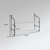 Kenzlife mutfak banyo duvar rafı junzi mat ceviz suntalam 040(Y)*60(G)*15(D)2 katlı thumbnail 3