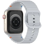 Apple Watch 10/11 42mm-38/40/41mm Kordon Dekoratif Örgü Çizgili Spor Silikon Kayış 2/3/4/5/6/se/7/8/9 - 6