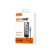 Recci RH17 Type-C to Type-C PD100W + USB3.0 + HDMI + Type-C + RJ45 Bağlantılı 6in1 Hub thumbnail 3