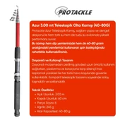 Olta Seti - 300cm Olta Kamışı 40-80GR / 4000'lik Olta Makinesi (XA-Kırmızı) - Taşıma Çantalı thumbnail 3