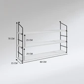 Kenzlife mutfak banyo duvar rafı junzi mat ceviz suntalam 070(Y)*80(G)*15(D)3 KATLI thumbnail 3