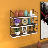 Kenzlife mutfak banyo duvar rafı junzi mat ceviz suntalam 070(Y)*60(G)*15(D)3 KATLI thumbnail 1